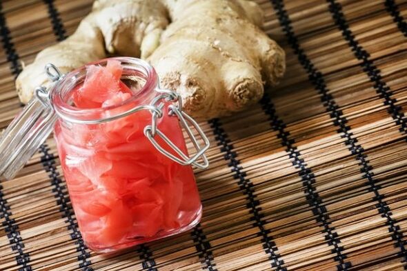 raíz de jengibre en escabeche para aumentar la potencia